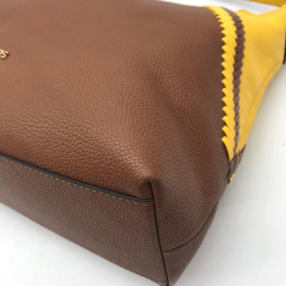 Michael Kors Women's Karson Luggage/Citrus Pebbled Leather Large Hobo Bag - Picture 7 of 12